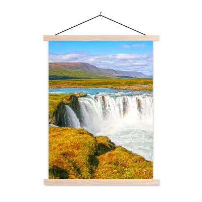 Produktbild von MuchoWow® Textilposter Wasserfall - Wasser - Natur 120x160 cm mit holzfarbenen Rahmen - Plakatkarton