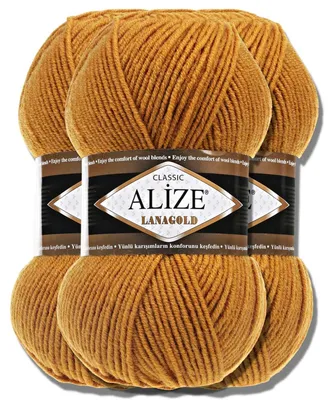 Productafbeelding van Alize 3x 100g Lanagold garen, effen kleur, geschikt voor haken en breien (645)
