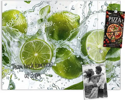 Produktbild von Magnettafel 120x90cm Pinnwand Whiteboard beschreibbar - Spritzige Limetten