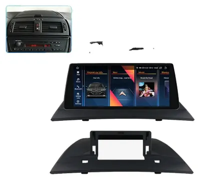 Image de Lecteur multimédia intégré, compatibilité transparente avec les smartphones, qualité audio améliorée, compatible avec les modèles BMW X3 E83 de 2004 à 2010, et équipé d'une caméra de recul supplémentaire
