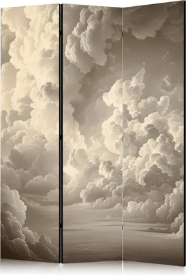Produktbild von 3-teiliger Doppelseitiger Vlies Paravent - Whisper of Illuminated Clouds: Soft Play of Light in the Theater of the Skies 135x172 cm Landschaften b-H-10058-z-a