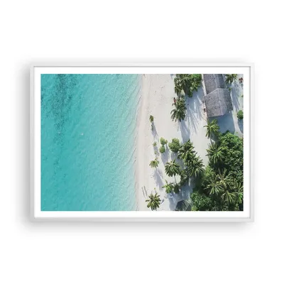 Produktbild von Gerahmtes Poster - Weißer Rahmen - Luftaufnahmen himmlisch Strand - 100x70 cm - Wand Bild - Wanddeko - Wandbilder - Kunstposter - Wandposter - Bilderrahmen - Bilder - Kunstdruck - P2WAA100x70-4532
