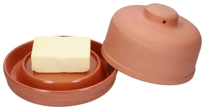 Produktbild von Terra Butterdose mit Deckel rund für 250g Butter-Schale Ton-Glocke Butter-Kühler