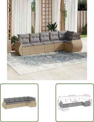 Produktbild von The Living Store 6-tlg. Garten-Sofagarnitur mit Kissen Beige Poly Rattan