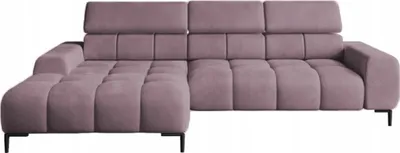 Zdjęcie produktu dla DomoHome Narożnik tapicerowany w kształcie litery L Lewa strona | 177x270 cm | Narożnik z funkcją spania Sofa rozkładana Funkcja spania Mała 3 siedziska Regulowane zagłówki Regulowane siedzisko | Pudrowy róż