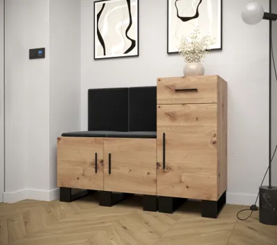 Obrázok produktu pre Predsieňová zostava RUMIE 18 - dub artisan, čierne panely