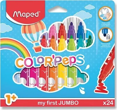 Zdjęcie produktu dla Maped Colour'Peps, 12 kol., Różne kolory, Końcówka pędzlowa, 5,9 mm, Różne kolory, Okrągły