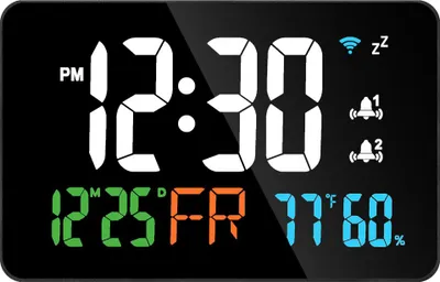 Obrázek produktu pro Tuya WiFi stolní hodiny kalendář chytrý teploměr vlhkoměr s digitálním LED displejem podpora WiFi automatická kalibrace/4 úrovně nastavitelného jasu/aplikace vzdálené zobrazení/výstraha před vysokou teplotou pro domácí kancelář škola sklad