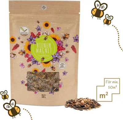 Produktbild von Blumenwiese Samen für eine bunte Bienenweide - Farbenfrohe Wildblumensamen (inkl. GRATIS eBook) 100g (Für min. 50m²)