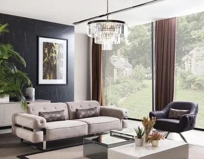 Immagine prodotto di Soggiorno divano a tre posti di design Divano imbottito a 3 posti beige