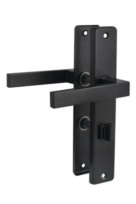 Produktbild von QRS - Türbeschlag, Türgriff für Zimmertüren, Türklinken Schwarz, 90mm WC90