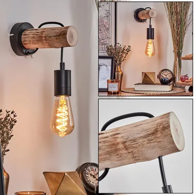 Produktbild von Campo Wandlampe aus Metall/Holz in Schwarz/Natur