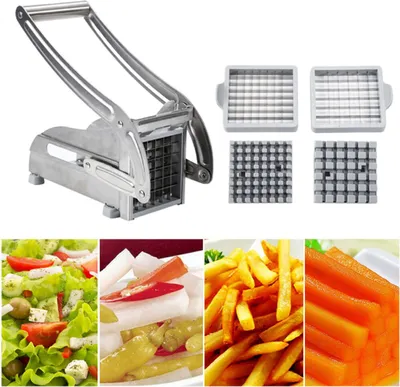 Produktbild von Kartoffelschneider Pommesschneider Pommes aus Edelstahl mit 2 Schneideeinsätzen