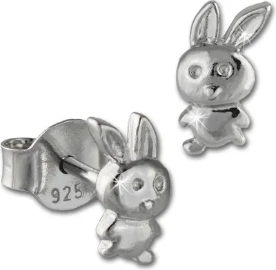 Produktbild von Teenie-Weenie Ohrstecker für Kinder 925 Echt Silber Häschen Ohrringe SDO408