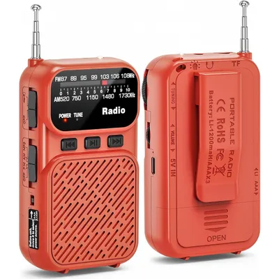 Produktbild von Tragbares Radio mit Bluetooth,AM/FM, Taschenradio mit Clip und Lanyard, 1200 mAh, klein&leicht, LED-Taschenlampe, 3W Lautsprecher, für Zuhause, Reise