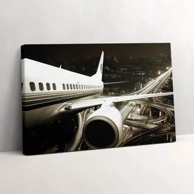 Produktbild von Flugzeug und Stadt – Leinwandbild Wandbild – 60x40 cm – Leinwandbilder – Wandbilder – Schlafzimmer – Flur