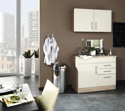 Produktbild von Held Möbel Miniküche mit Geräten Toronto 100 cm creme matt zerlegt 973.6509