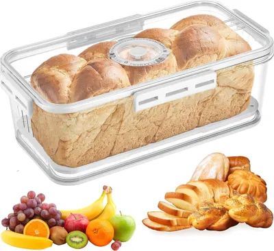 Produktbild von Luftdichte Brotbäcker für die Küche - Zeitregistrierung Brotaufbewahrungsbehälter - Kunststoff Brotdose mit Deckel - nachhaltiger Brotkasten zur Frischhaltung - kleine Brotbaklagerung für Brot und Kuchen
