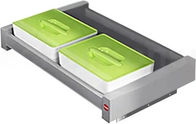 Image de Système de poubelles Hailo 3205601, coulissant de 60 cm, 2 bacs de 4 litres avec couvercles