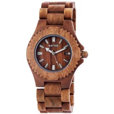 Produktbild von Raptor Damen - Holzuhr Holz Armbanduhr Strichindex Analog Quarz RA20208
