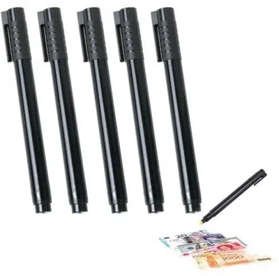 Produktbild von Euro-Währungsdetektor 5er Set - Schwarz - Geldprüfpen - Falschgeldentdecker - Euro/Dollar/Pfund