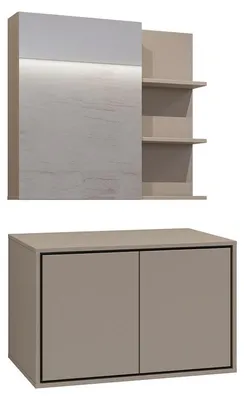 Produktbild von Doppelwaschtisch und Hängesäule 78cm Sophéa, Taupe