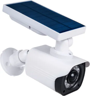 Produktbild von Kamera Attrappe mit LED-Licht Überwachungskamera PIR-Bewegungsmelder Dummy Kamera Solarbetrieben Geeignet für Außenbereich IP66 Wasserdicht