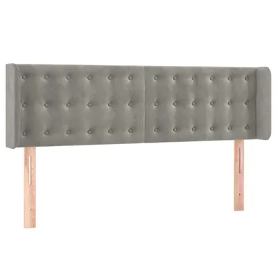 Produktbild von vidaXL Kopfteil mit Ohren Hellgrau 147x16x78/88 cm Samt