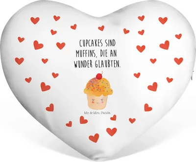 Produktbild von Mr. & Mrs. Panda Sofakissen Cupcake - Weiß - Geschenk, Küche Deko, dekoartikel, Schmusekissen, Muffin, Wunder, Cupcakes, Dekokissen, Motivation Sprüche, Lustige, Spruch