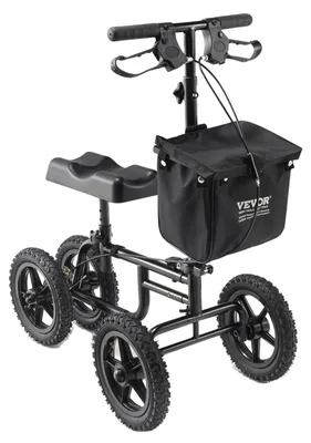Obrázok produktu pre VEVOR kolenný valec na kolená z uhlíkovej ocele s výškovo nastaviteľnou rukoväťou a kolennou podložkou 30 cm terénne kolesá dvojité brzdy, valec na rehabilitáciu nôh pre zranené členky nohy a kolená 160 kg