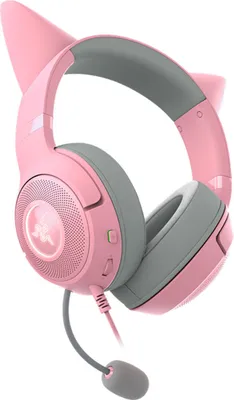 Produktbild von Razer Kraken Kitty Edition V2 Quartz Gaming Headset - Kabelgebundenes RGB-Headset mit Katzenohren und Razer Chroma RGB Beleuchtung