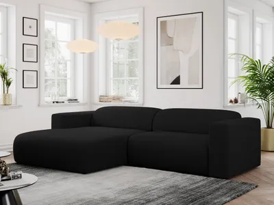 Produktbild von MKS MEBLE Ecksofa, Sofa L-Form, Wohnlandschaft L-Form, Modern Design Couch, Sofagarnitur, Couchgarnitur, Polsterecke - PASADENA -Schwarz Boucle - links seite