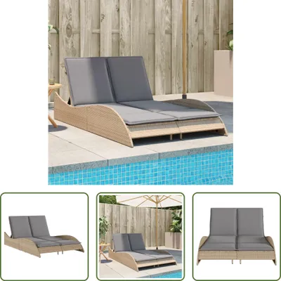 Produktbild von The Living Store Sonnenliege mit Auflagen Beige 114x205x73 cm Poly Rattan