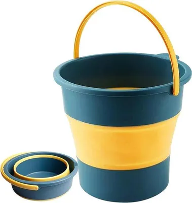 Zdjęcie produktu dla Składane wiadra o pojemności 10 l, niebieskie, przenośne, idealne na kemping i do kuchni