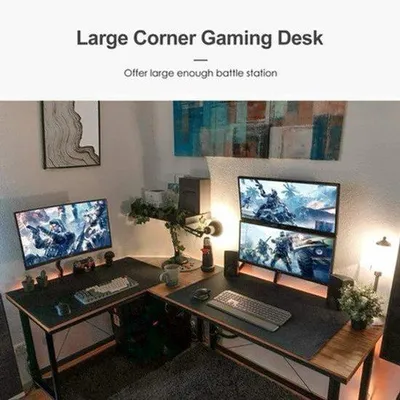 Produktbild von Computerarbeitsplatz - L-förmige Computertischplatte - 190x120x75cm - Schwarz - Großes Computerarbeitsplatz für Heimarbeit, Gaming und Studium