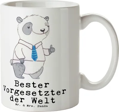 Produktbild von Mr. & Mrs. Panda Kaffeebecher Panda Bester Vorgesetzter der Welt - Weiß - Geschenk, Kaffeetasse, Tasse, Arbeitgeber, Becher, keramik, Boss, Geschenktasse, Kollege, Pott