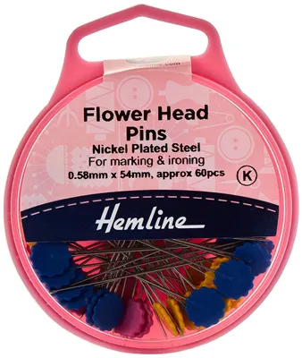 Stecknadeln mit Blumenkopf, vernickelt, 54 mm, 60 Stück