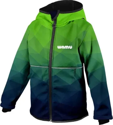 Produktbild von WAMU Mosaic Softshelljacke Kinder Jungen Jacke mit Kapuze – Grün / 110/116