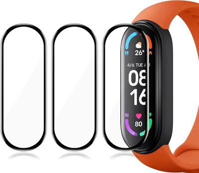 Immagine prodotto di Vetro temperato triplo per smartband Xiaomi Mi Band 6, con cornice nera