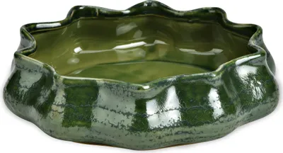 Produktbild von Grüne Dekoschale aus Steingut im Wellen-Design, in 25 cm