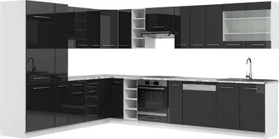 Obrázek produktu pro Rohová kuchyň Vicco Fame-Line Antracitový vysoký lesk/bílá 347 x 60 cm , PD Mramor, Model 47305