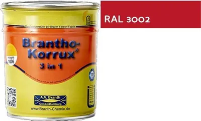 Produktbild von Brantho Korrux 3in1 Rostschutzfarbe 750ml RAL 3002 karminrot seidenglänzend