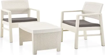 Produktbild von 3-tlg. Garten-Lounge-Set Kunststoff Weiß