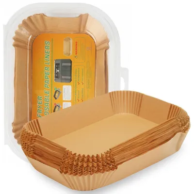 Productafbeelding van Bakpapier voor airfryer, 220 stuks, geschikt voor heteluchtfriteuses met dubbele bakruimte, afmetingen 13,5 x 20,5 x 4,5 cm