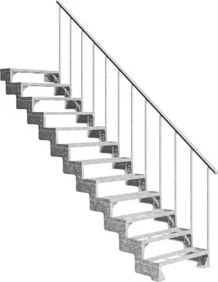 Produktbild von Aussentreppe Pertura Tallis mit Geländer 12 Steigungen Einlegestufen 80 cm Metall