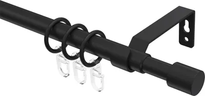 Produktbild von Interdeco Gardinenstange ausziehbar / Teleskop-Vorhangstange Schwarz, Typ Hera Livo (Kappe), 16/13 mm Ø 1-läufig, 70-120 cm ausziehbar