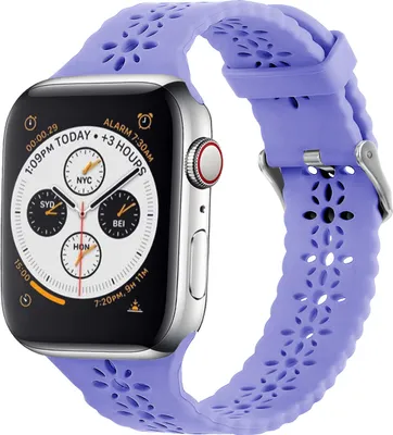 Produktbild von Strap-it Apple Watch Silikonarmband mit Muster (Lila) - Große: 38 - 40 - 41mm