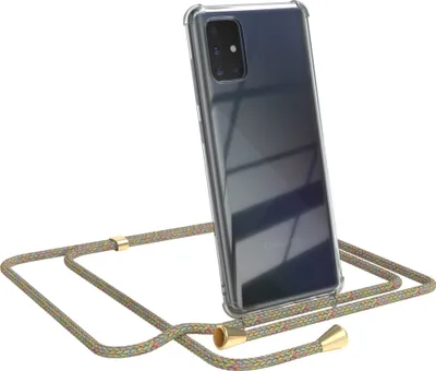 Produktbild von EAZY CASE Handykette kompatibel mit Samsung Galaxy A71, Handyhülle mit Umhängeband, Handykordel, Schutzhülle Clear, Band in Bunt