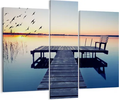 Produktbild von Bild auf Leinwand - Leinwandbild - See Brücke - 95x80cm - Wand Bild - Wanddeko - Wandbilder - Leinwanddruck - Bilder - Kunstdruck - Wanddekoration - Leinwand bilder - Wandkunst - CB95x80-3698