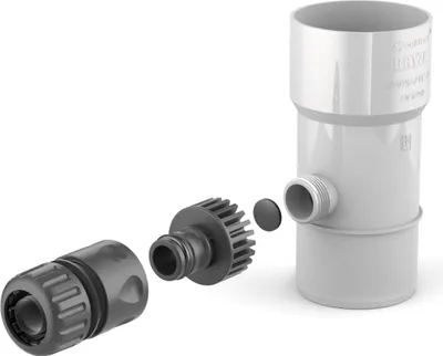 Obrázek produktu pro BRYZA Sběrač dešťové vody Ø 110 mm se závitem 1", Bílá RAL 9010